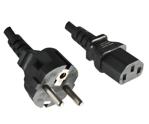 DINIC Netzkabel Schutzkontaktstecker gerade auf C13, schwarz